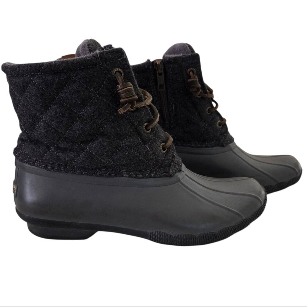 Sperry | Quilted Wool Leather Laces Saltwater Duck Boots Topsider Zipper Gray